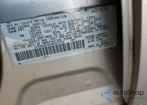 2004 Toyota Rav4 from USA, damaged, VIN JTEGD20V040023709